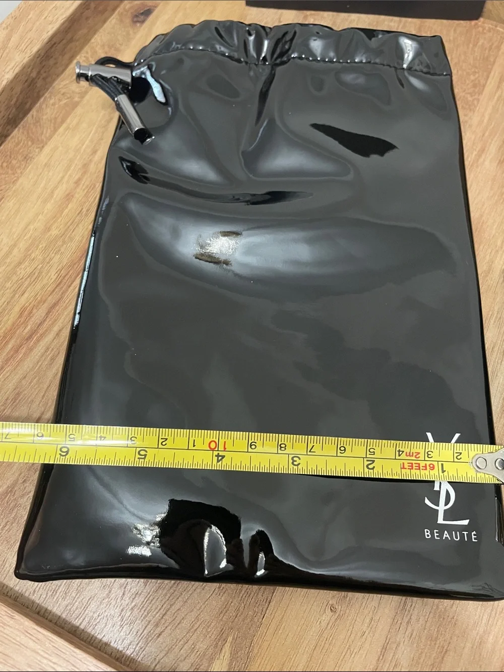 🎆 Yves Saint Laurent Black Patent Drawstring Pouch with Black Opium Set